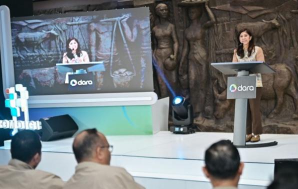 Menkomdigi Meutya Hafid saat memberikan Keynote Speech dalam Launching Digital Addiction Response Assistance (DARA) bersama dengan Gamers Anak di Sarinah, Jakarta Pusat, Jumat (27/02/2026). Foto: Komdigi